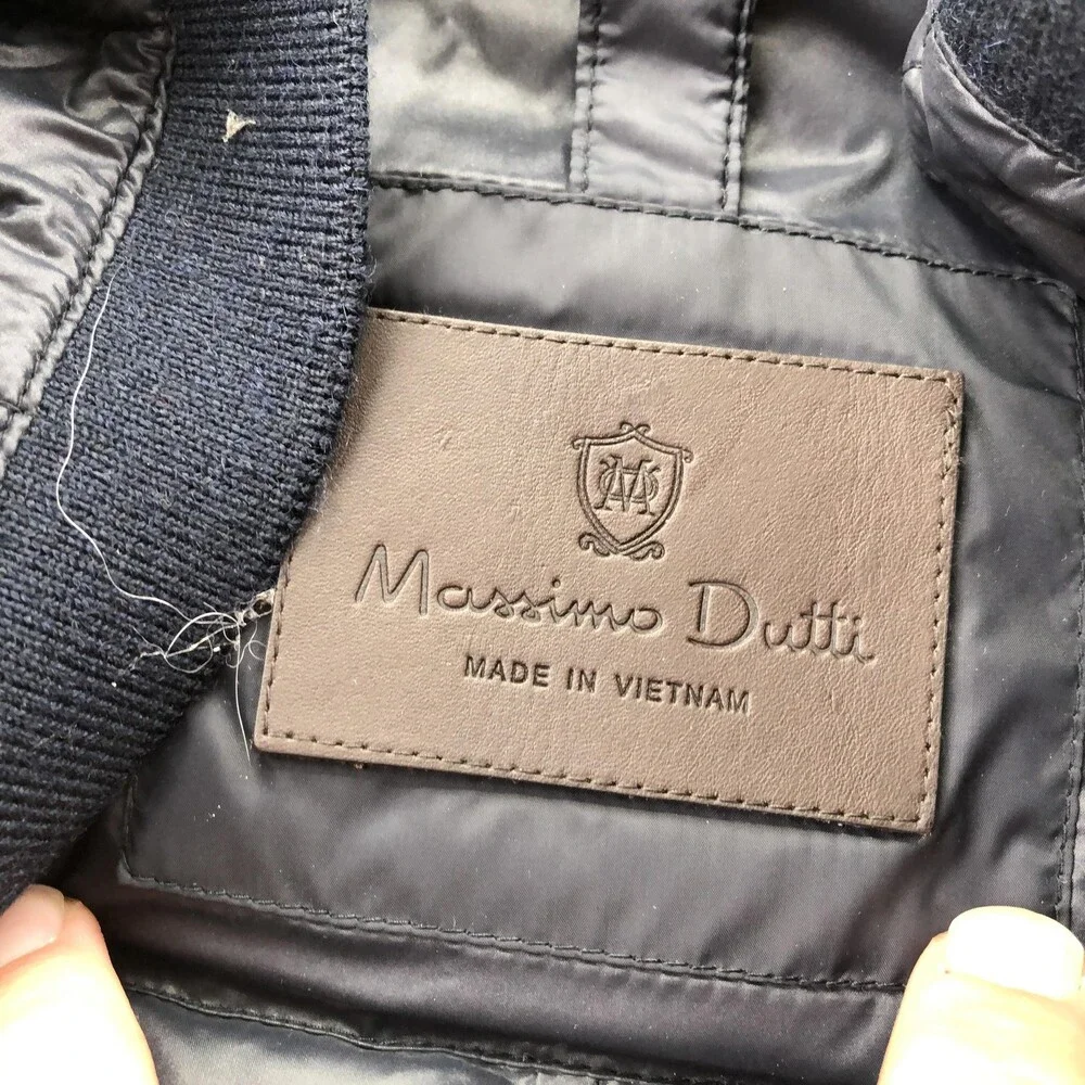 Massimo Dutti Blazer Mens Medium Blue Feather Down Puffer Sport Coat Jacket